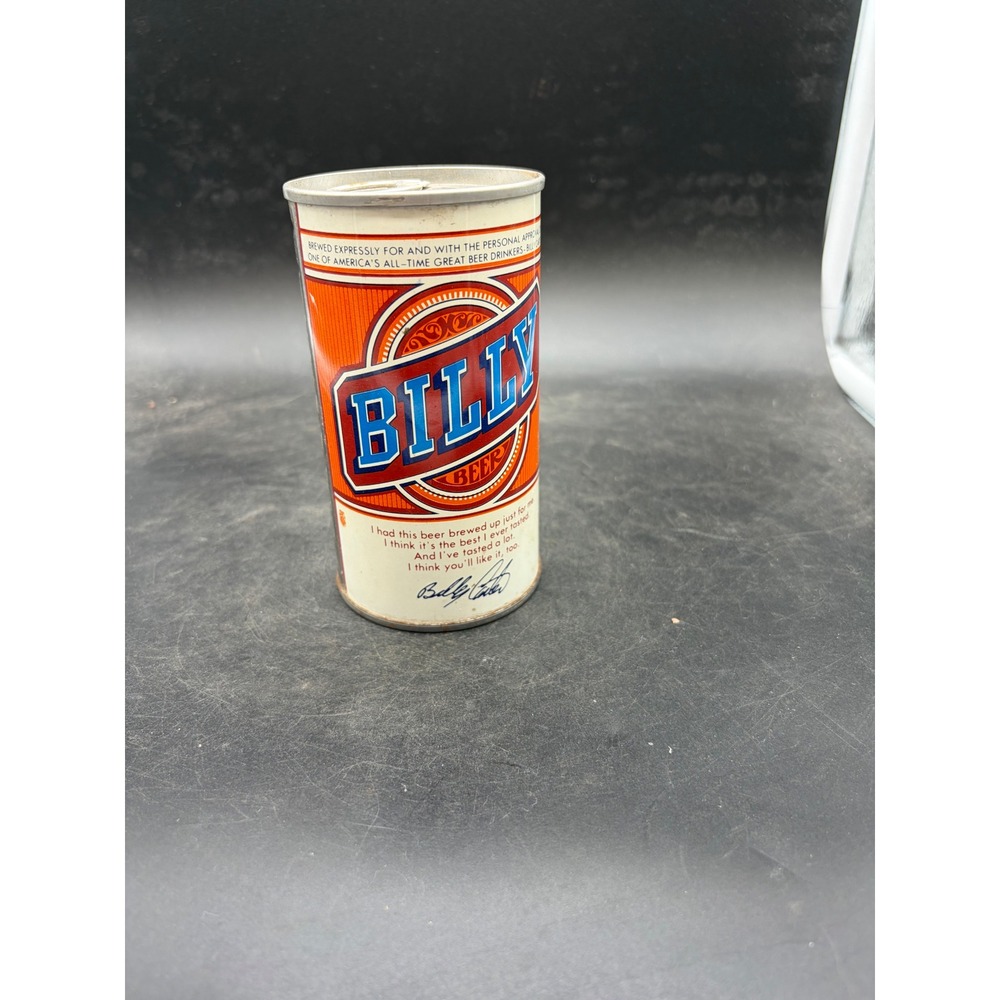 Vintage Billy Beer 12oz Pull Top Can Cold Spring Brewing Co Billy Carter Sign